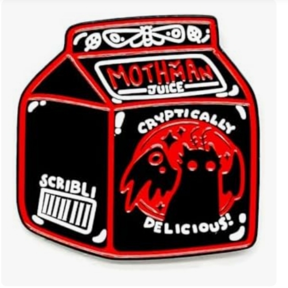 Mothman Juice Enamel Pin - Black & Red